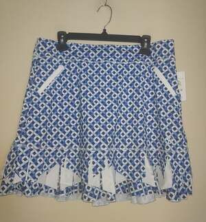 Sofibella Women's Golf Skort XL Pull On 18" Pleated Lifestyle Blue White
